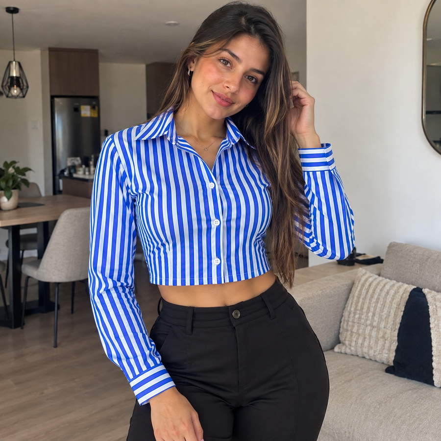 TOP CAMISERO A CUADROS