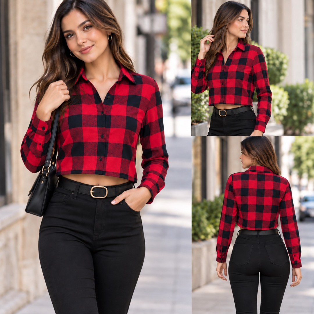 TOP CAMISERO A CUADROS
