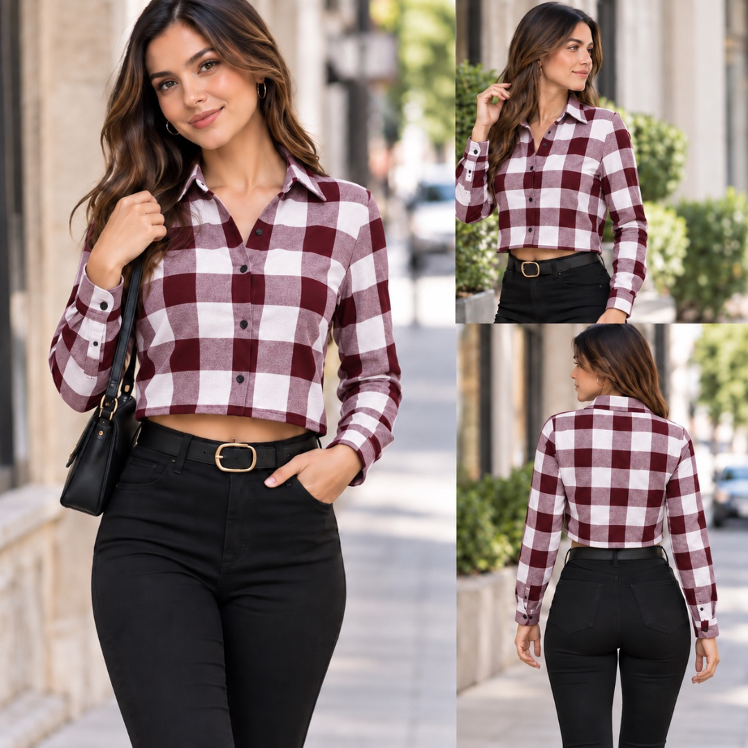 TOP CAMISERO A CUADROS