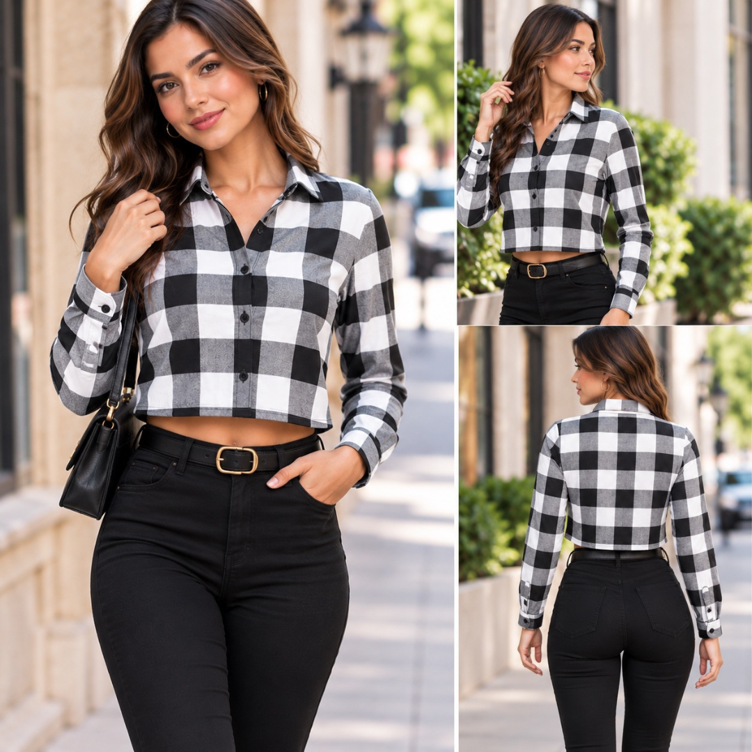TOP CAMISERO A CUADROS